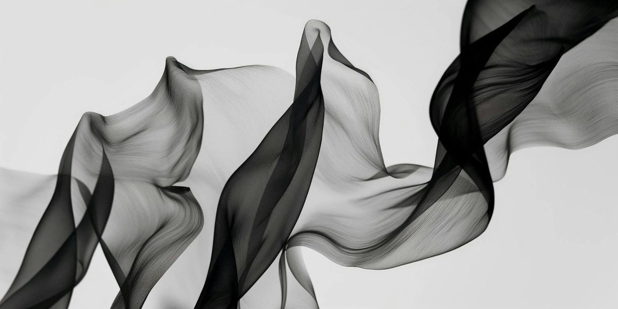 Sheer black fabric flowing through the air